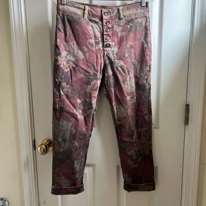 Anthropologie Petite Cropped Floral Pant
